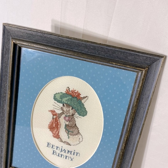 Vintage Handmade Benjamin Bunny Framed Cross Stitch Art - Picture 6 of 11